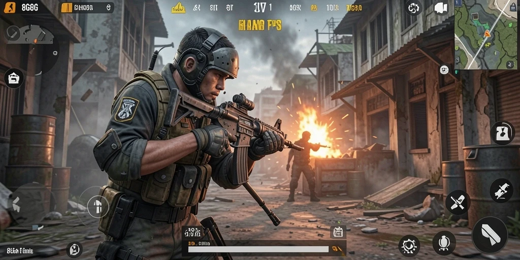 Tampilan gameplay penuh aksi dari 8G8G dengan pertempuran seru.