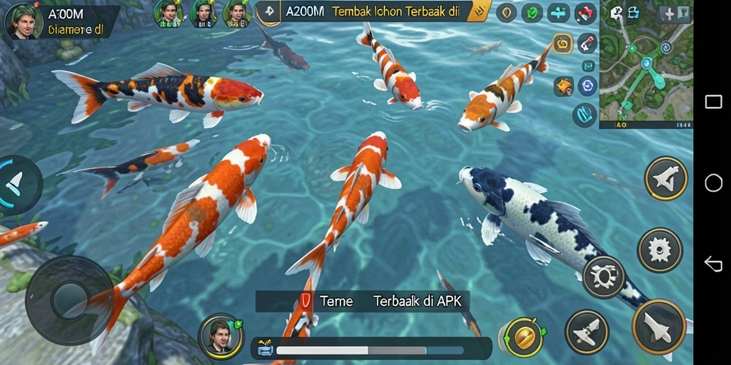 Gameplay seru Tembak Ikan di A200M dengan berbagai ikan menarik.