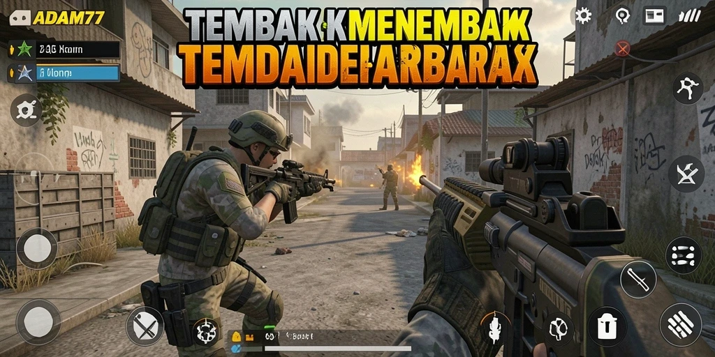 Tampilan gameplay menegangkan dalam ADAM77 dengan grafis memukau.