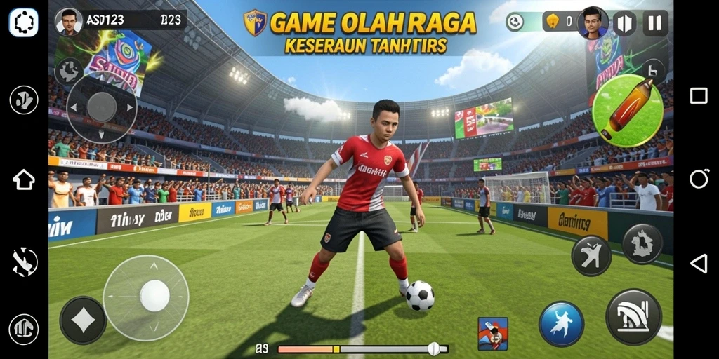 Screenshot yang menunjukkan aksi seru dalam game olahraga ASD123.