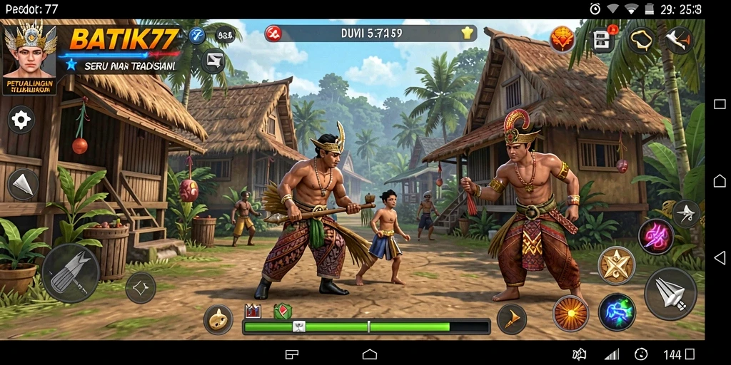 Tampilan gameplay dari BATIK77 yang menampilkan karakter dan lingkungan penuh warna.
