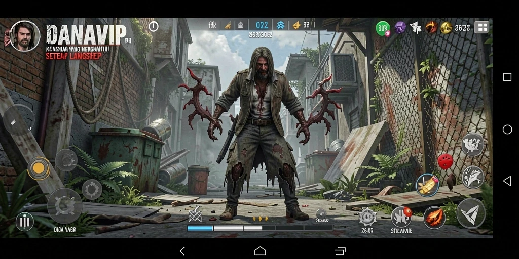 Screenshot gameplay dari DANAVIP yang menunjukkan kengerian yang mendebarkan.