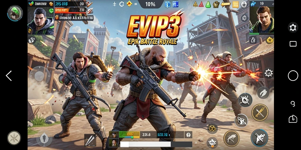 Screenshot EVIP3 memperlihatkan aksi mendebarkan dalam pertempuran Battle Royale.