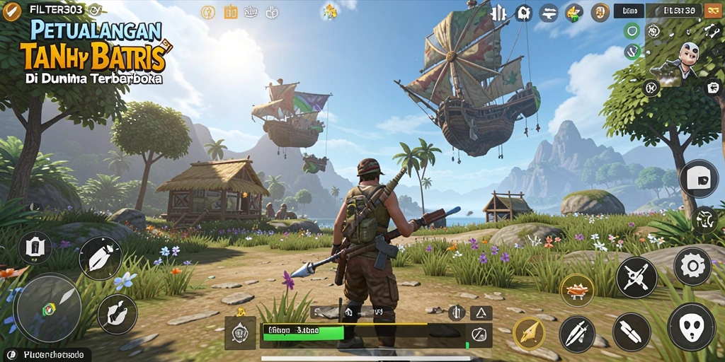 Tampilan gameplay FILTER303 yang menampilkan eksplorasi dunia terbuka.