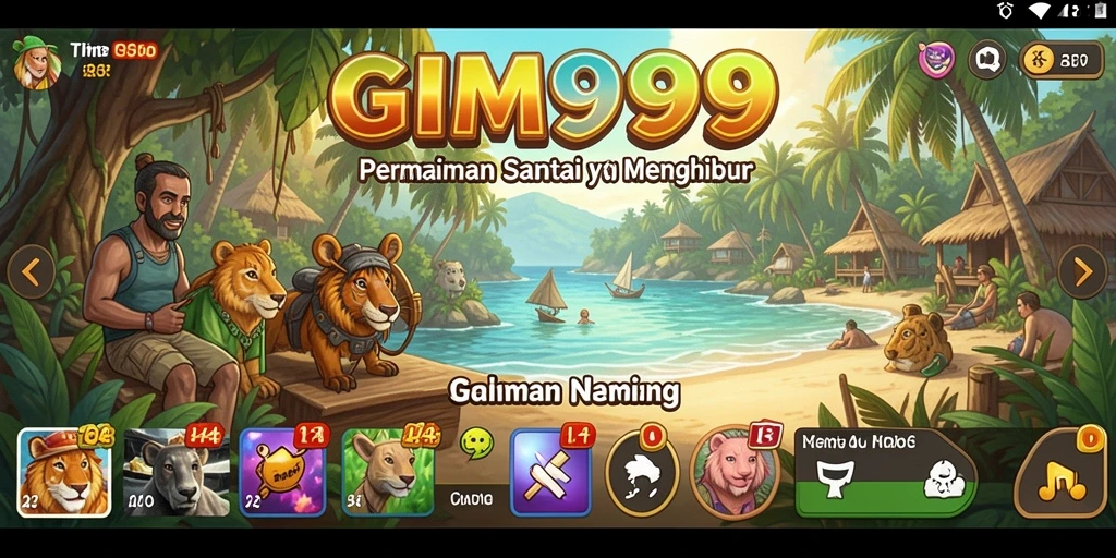 Tampilan screen utama GIM999 dengan gameplay seru dan ceria.