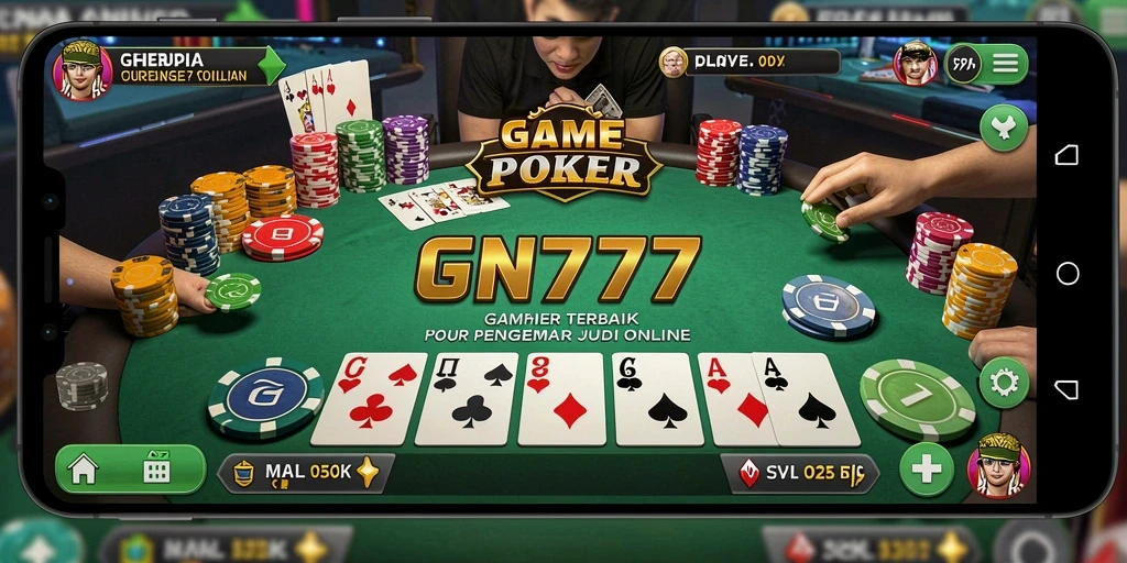 Tampilan gameplay Poker yang mendebarkan di GN777.