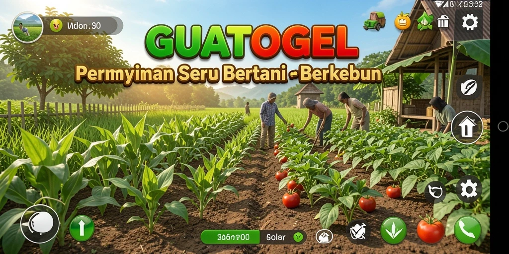 Tampilan gameplay <strong>GUATOGEL</strong> yang menggambarkan kebun dan tanaman yang tumbuh.