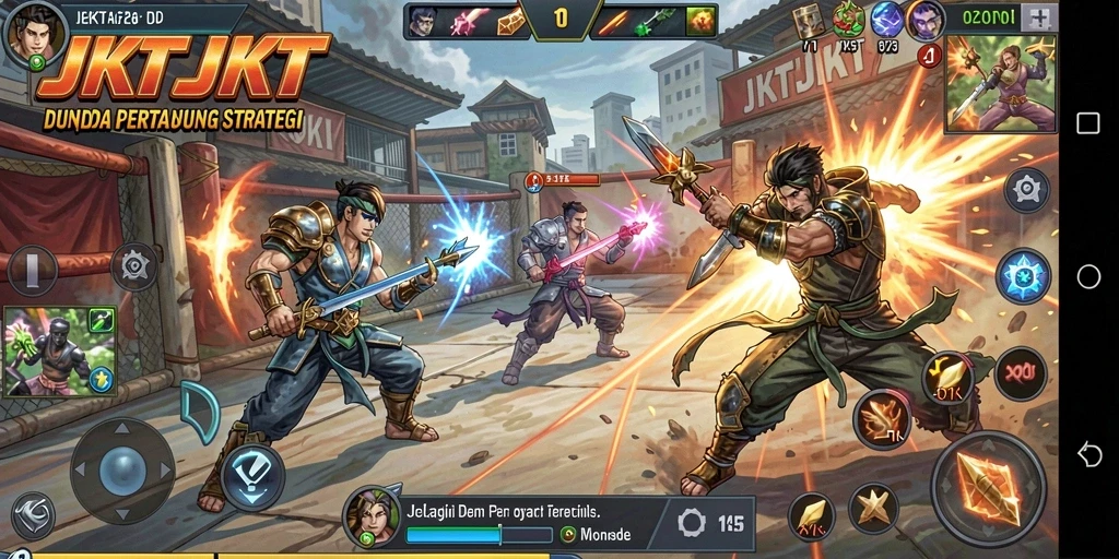 Screenshot JKTJKT menampilkan aksi pertempuran yang mendebarkan.