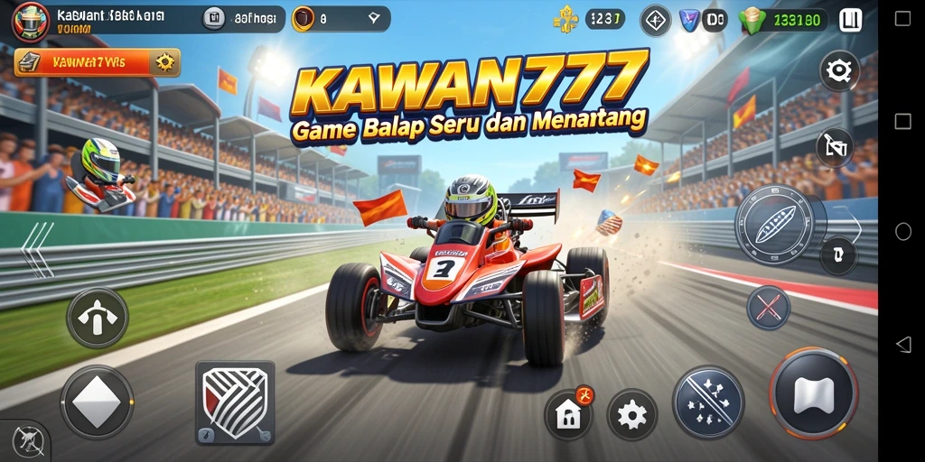 Tampilan gameplay KAWAN777 yang mendebarkan di lintasan balap.