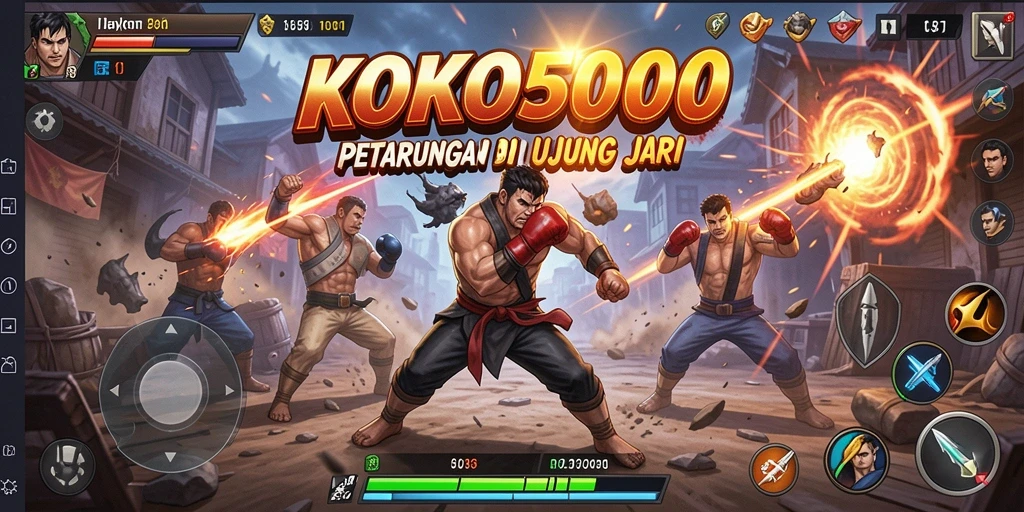 Screenshot gameplay KOKO5000 menunjukkan aksi pertarungan yang intens.