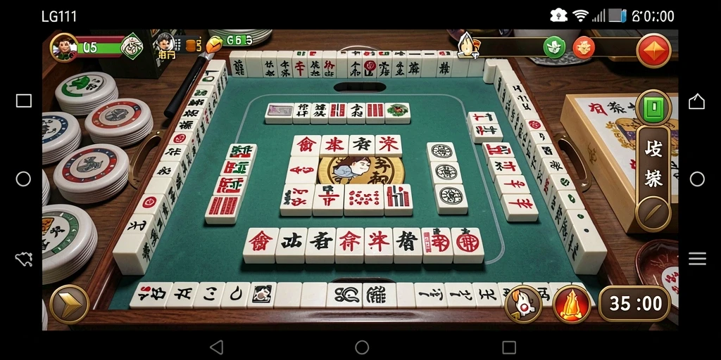 Screenshot dari gameplay LG111 yang menunjukkan keseruan permainan Mahjong.