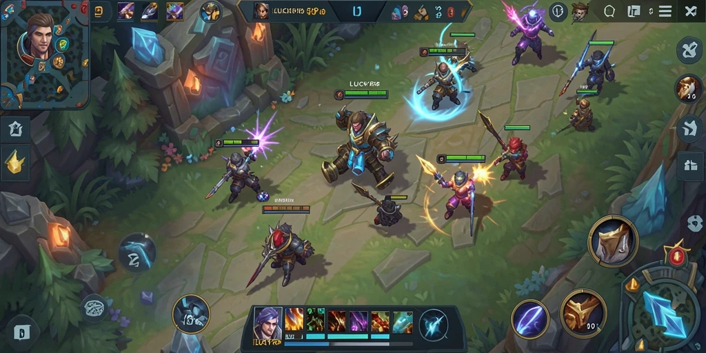 Tampilan gameplay yang seru di arena pertarungan MOBA.
