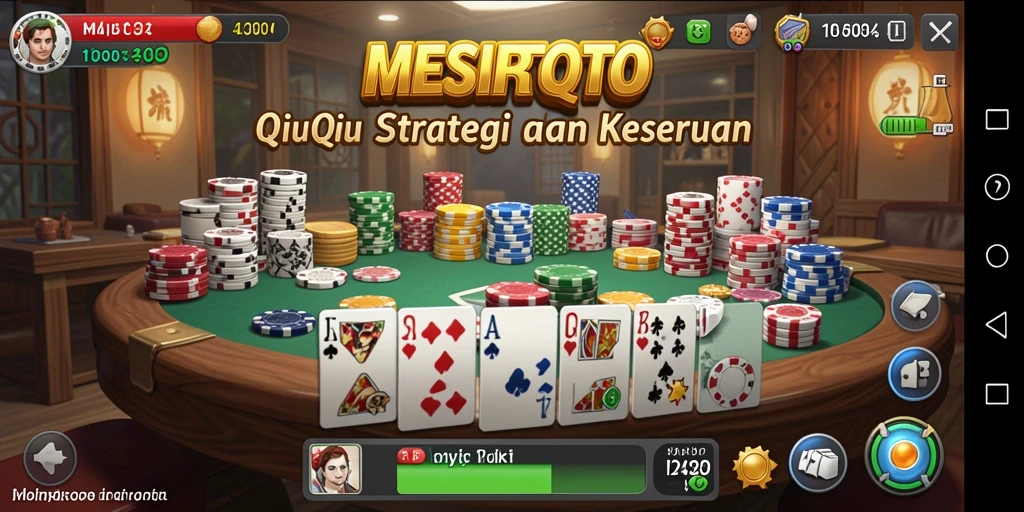 Gameplay QiuQiu yang seru dan kompetitif di layar utama.