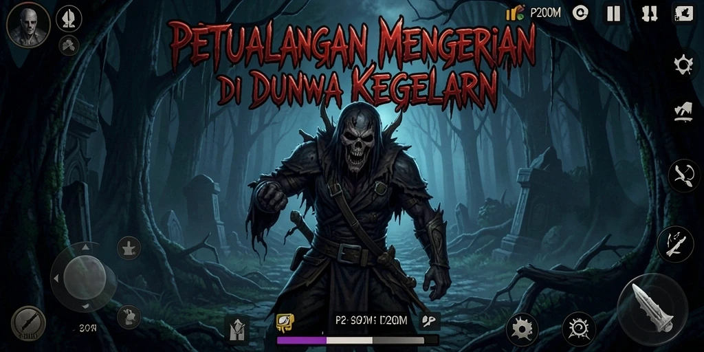 Tampilan gameplay P200M menunjukkan momen menegangkan saat pemain menghadapi makhluk mengerikan.