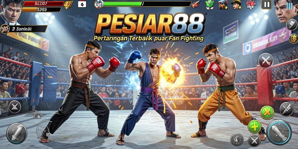 Screenshot gameplay PESIAR88 menampilkan aksi pertarungan yang seru.