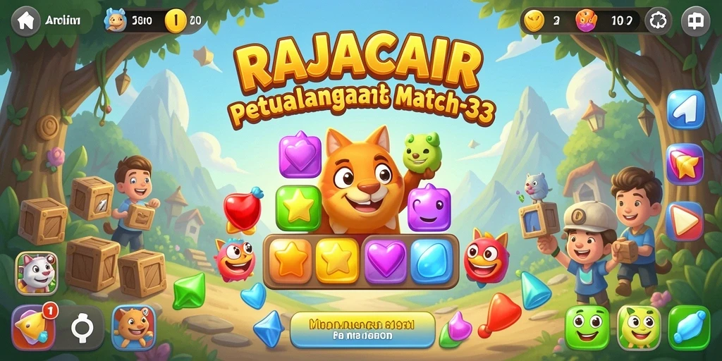 Tampilan gameplay RAJACAIR yang menarik dengan kombinasi blok berwarna.