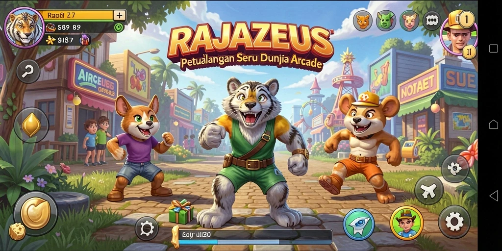 Tampilan gameplay menegangkan dari RAJAZEUS yang penuh aksi.