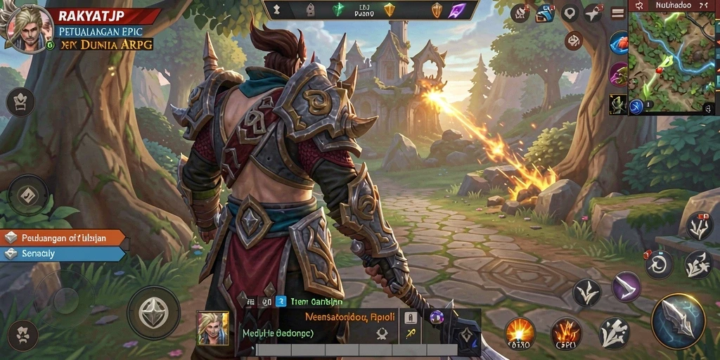 Screenshot dari gameplay epic RAKYATJP di dunia ARPG.