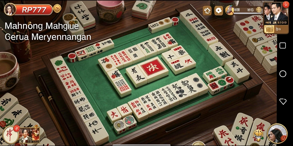 Tangkapan layar gameplay RP777 menampilkan suasana permainan Mahjong yang seru.