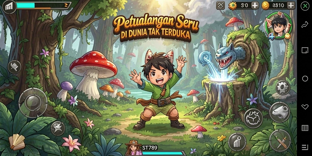 Tampilan gameplay ST789 yang mendebarkan dalam dunia petualangan.