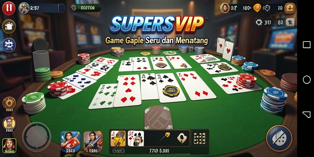 Screenshot gameplay SUPERSVIP menampilkan suasana seru permainan Gaple.
