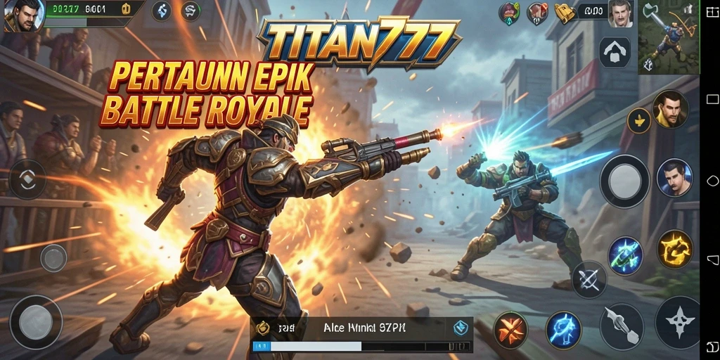 Menampilkan aksi seru gameplay Battle Royale di TITAN777.
