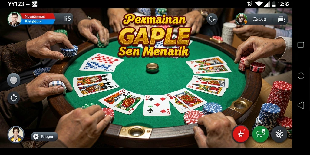 Tangkapan layar utama YY123 menampilkan gameplay seru Gaple.
